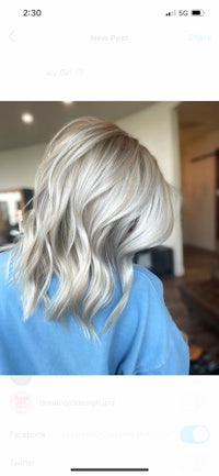 the back of a woman's hair with blonde highlights